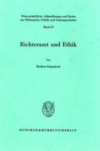 Book Richteramt und Ethik. Herbert Schambeck