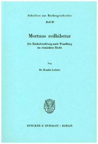 Książka Mortuus redhibetur. Rosalie Lederle