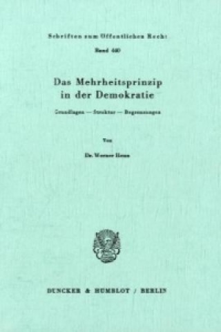 Kniha Das Mehrheitsprinzip in der Demokratie. Grundlagen - Struktur - Begrenzungen. Werner Heun