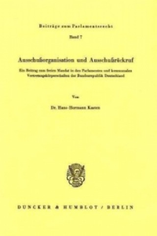 Könyv Ausschußorganisation und Ausschußrückruf. Hans-Hermann Kasten