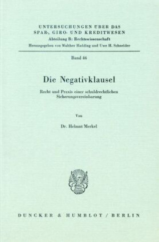 Książka Die Negativklausel. Helmut Merkel