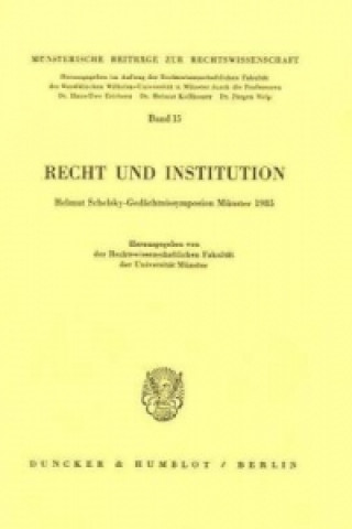 Βιβλίο Recht und Institution. 