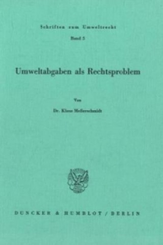 Carte Umweltabgaben als Rechtsproblem. Klaus Meßerschmidt