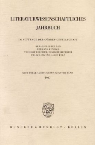 Carte Literaturwissenschaftliches Jahrbuch.. Bd.28/1987 Hermann Kunisch