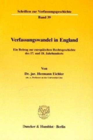 Kniha Verfassungswandel in England. Hermann Eichler