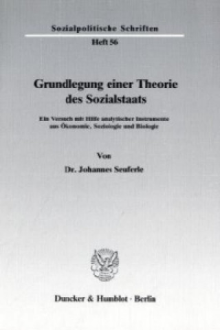 Könyv Grundlegung einer Theorie des Sozialstaats. Johannes Seuferle