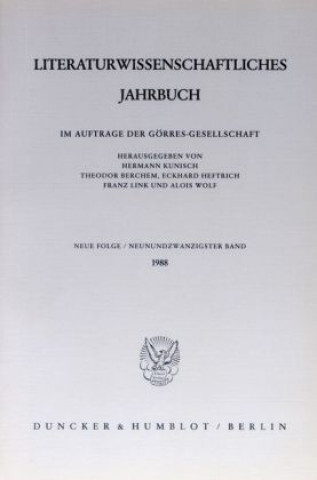 Carte Literaturwissenschaftliches Jahrbuch.. Bd.29/1989 Hermann Kunisch