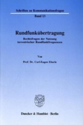 Kniha Rundfunkübertragung. Carl-Eugen Eberle
