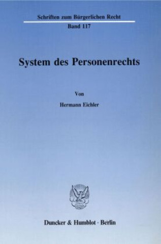 Kniha System des Personenrechts. Hermann Eichler