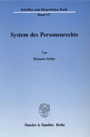 Knjiga System des Personenrechts. Hermann Eichler