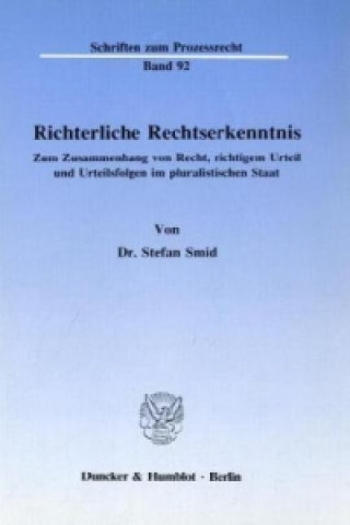 Buch Richterliche Rechtserkenntnis. Stefan Smid