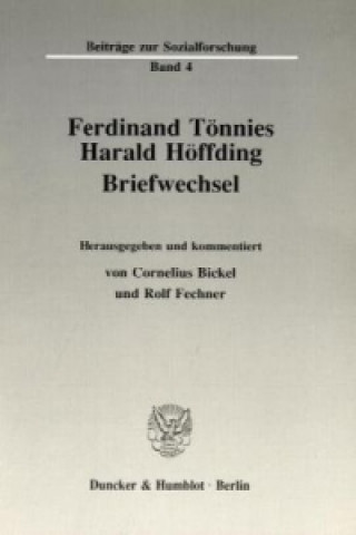 Carte Ferdinand Tönnies - Harald Höffding. Cornelius Bickel