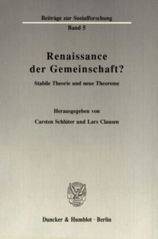 Książka Renaissance der Gemeinschaft? Carsten Schlüter