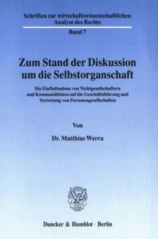 Kniha Zum Stand der Diskussion um die Selbstorganschaft. Matthias Werra