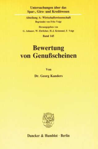 Kniha Bewertung von Genußscheinen. Georg Kanders