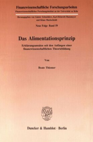 Kniha Das Alimentationsprinzip. Beate Thiemer