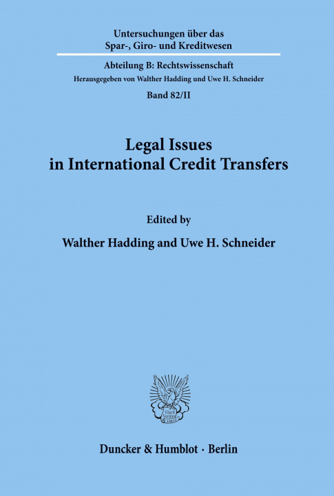 Kniha Legal Issues in International Credit Transfers. Walther Hadding