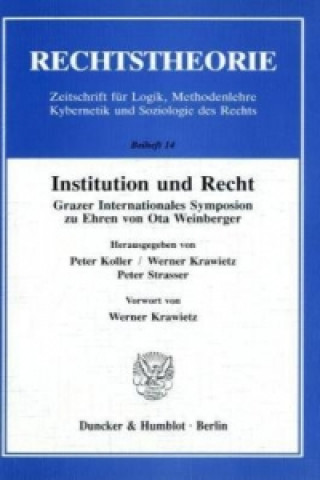 Książka Institution und Recht. Peter Koller