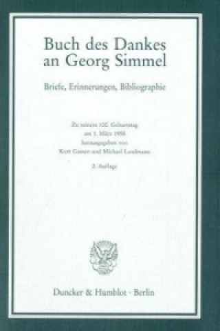 Kniha Buch des Dankes an Georg Simmel Kurt Gassen