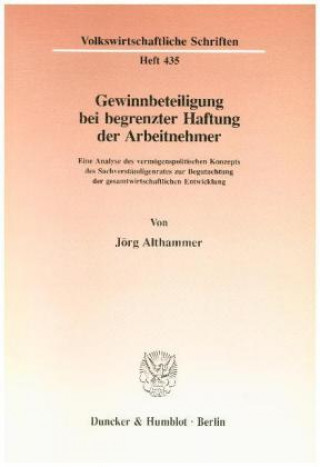 Buch Gewinnbeteiligung bei begrenzter Haftung der Arbeitnehmer. Jörg Althammer