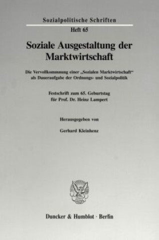 Book Soziale Ausgestaltung der Marktwirtschaft. Gerhard Kleinhenz