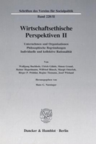 Könyv Wirtschaftsethische Perspektiven II. Hans G. Nutzinger