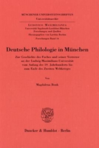 Buch Deutsche Philologie in München. Magdalena Bonk