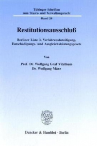 Carte Restitutionsausschluß. Wolfgang Graf Vitzthum