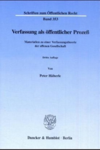 Kniha Verfassung als öffentlicher Prozeß. Peter Häberle