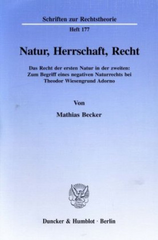 Livre Natur, Herrschaft, Recht. Mathias Becker