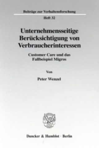 Carte Unternehmensseitige Berücksichtigung von Verbraucherinteressen. Peter Wenzel