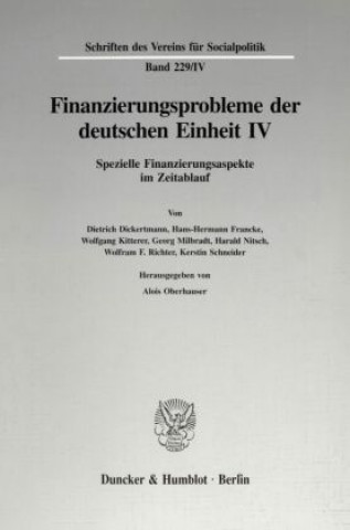 Livre Finanzierungsprobleme der deutschen Einheit IV. Alois Oberhauser