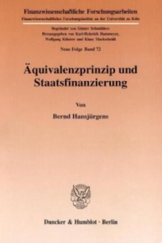 Libro Äquivalenzprinzip und Staatsfinanzierung. Bernd Hansjürgens