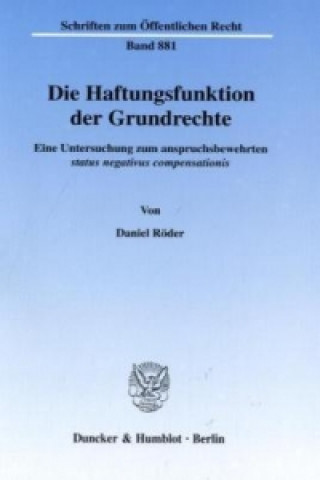 Könyv Die Haftungsfunktion der Grundrechte. Daniel Röder