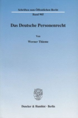 Kniha Das Deutsche Personenrecht Werner Thieme