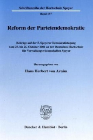 Carte Reform der Parteiendemokratie Hans H. von Arnim