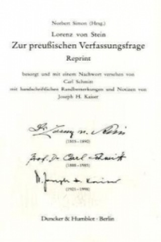 Książka Zur preußischen Verfassungsfrage. Reprint. Hrsg. von Norbert Simon. Norbert Simon