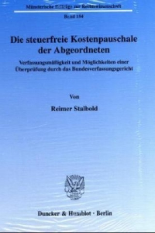 Buch Die steuerfreie Kostenpauschale der Abgeordneten Reimer Stalbold