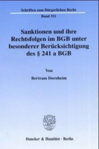 Carte Sanktionen und ihre Rechtsfolgen im BGB unter besonderer Berücksichtigung des 241 a BGB. Bertram Dornheim