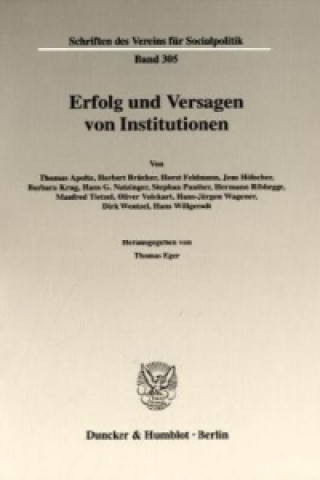 Könyv Erfolg und Versagen von Institutionen. Thomas Eger