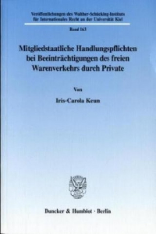 Kniha Mitgliedstaatliche Handlungspflichten bei Beeinträchtigungen des freien Warenverkehrs durch Private. Iris-Carola Keun