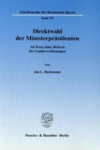 Könyv Direktwahl der Ministerpräsidenten. Jan L. Backmann