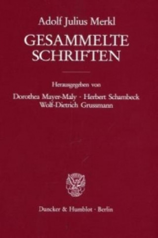 Kniha Gesammelte Schriften.. Tl.1 Adolf J. Merkl