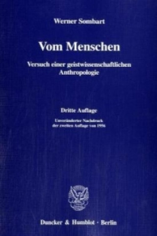 Buch Vom Menschen. Werner Sombart