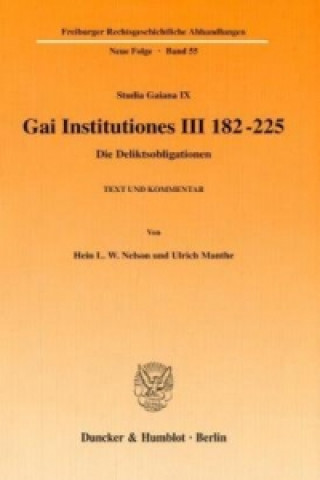 Carte Gai Institutiones III 182 - 225. Hein L. W. Nelson