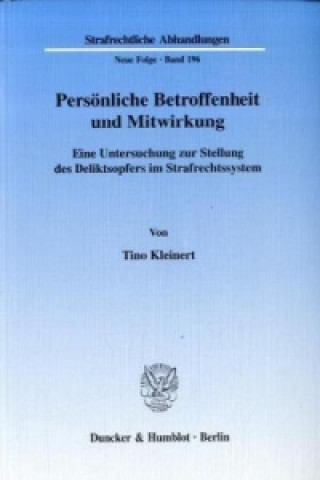 Kniha Persönliche Betroffenheit und Mitwirkung. Tino Kleinert