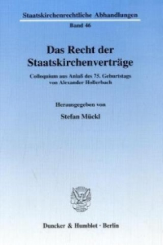 Kniha Das Recht der Staatskirchenverträge. Stefan Mückl