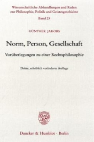 Könyv Norm, Person, Gesellschaft. Günther Jakobs
