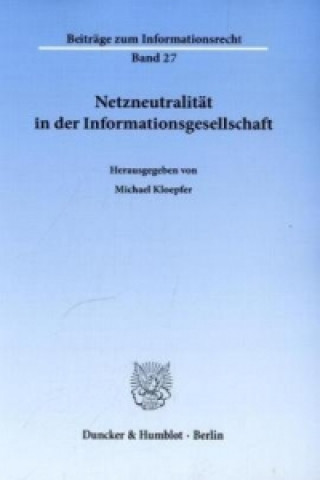 Buch Netzneutralität in der Informationsgesellschaft Michael Kloepfer