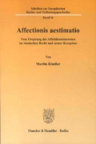 Könyv Affectionis aestimatio. Martin Kindler